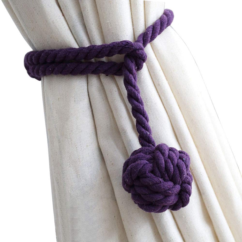 Melaluxe 2 Pack Curtain Tiebacks - Heavy Duty Curtain Rope Tieback, Handmade Rural Decorative Curtain Holdbacks (Beige)