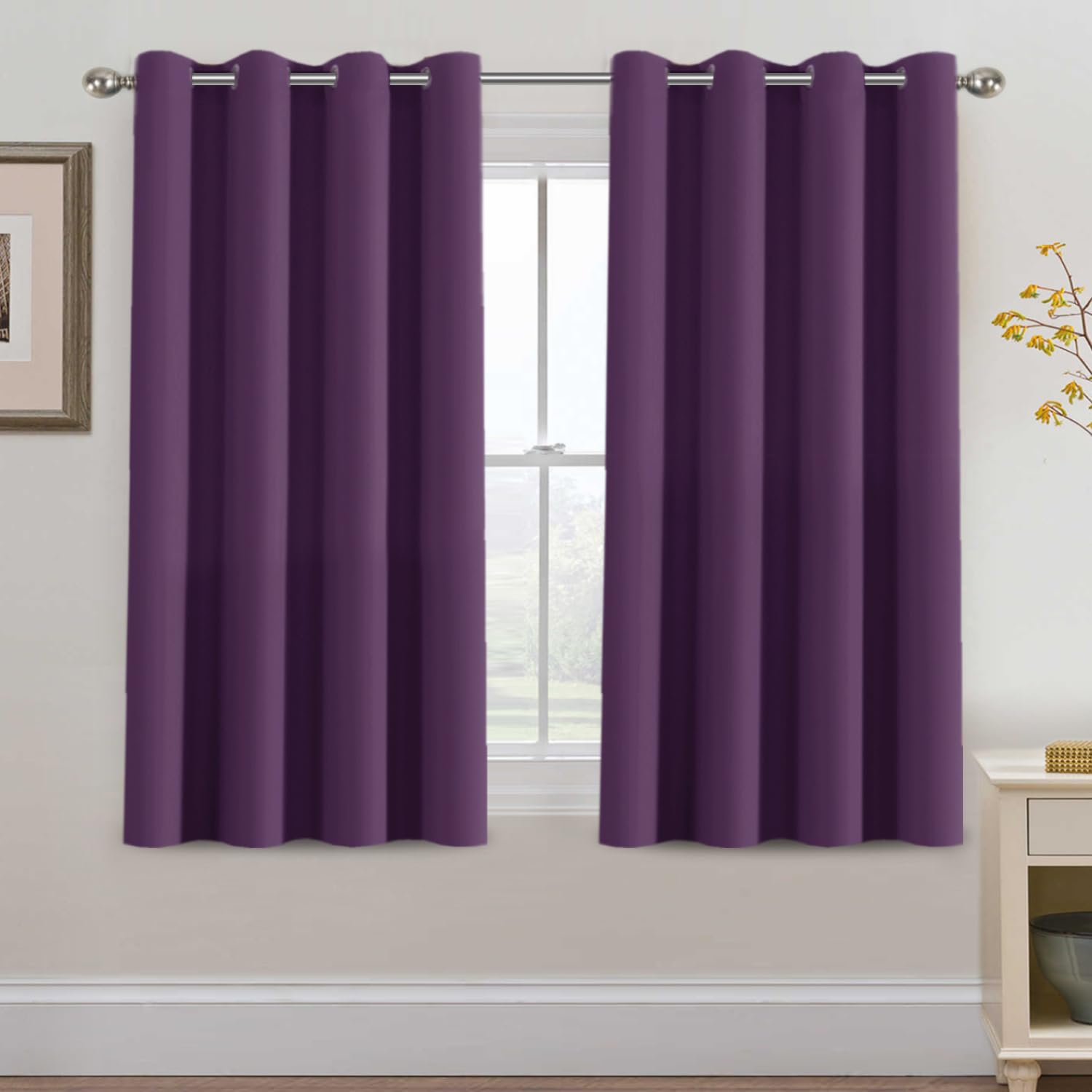 H.VERSAILTEX Blackout Patio Curtains 100 x 96 Inches for Sliding Door Extral Wide Blackout Curtain Panels Thermal Insulated Room Divider - Grommet Top, 8' Tall by 8.5' Wide - Jet Black