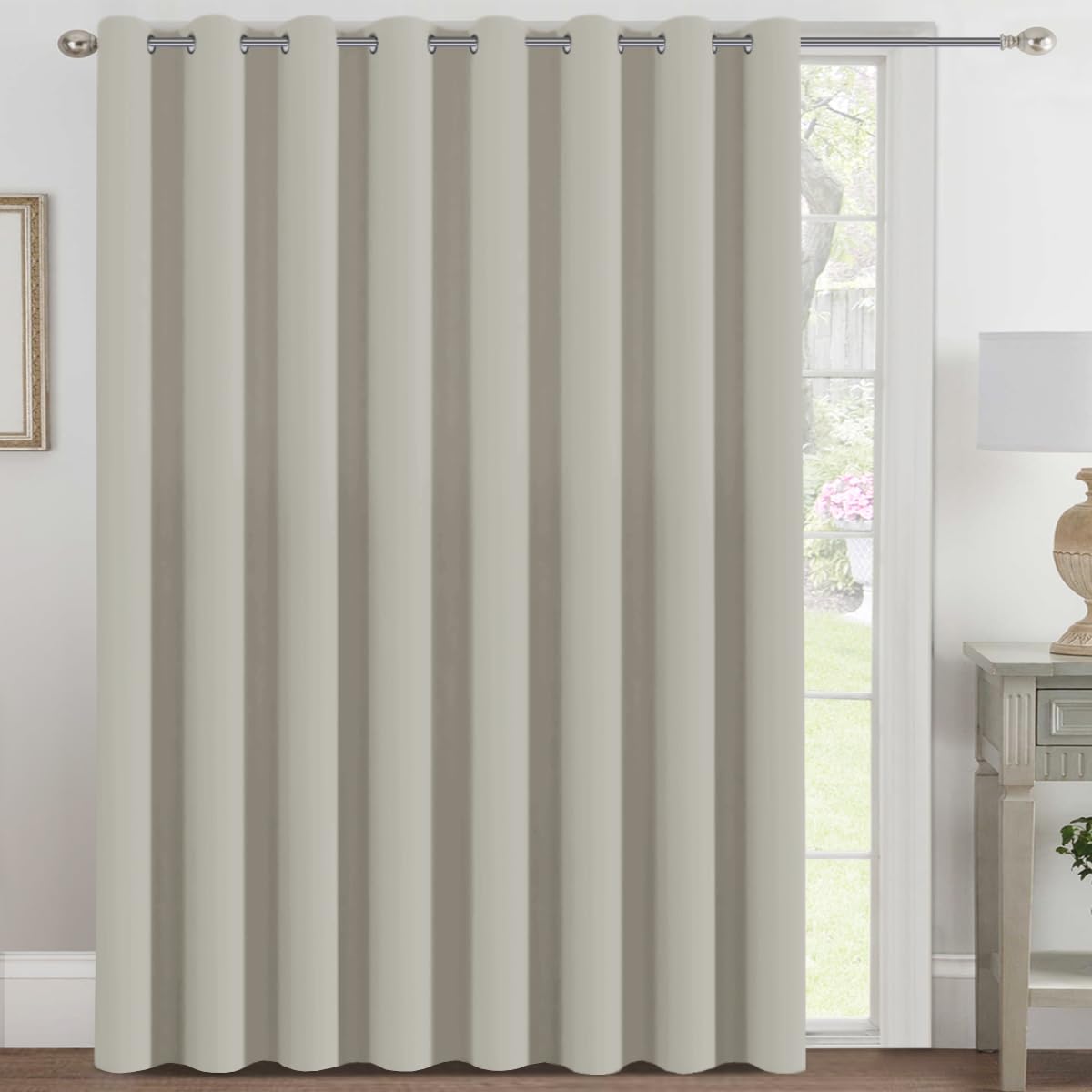 H.VERSAILTEX Blackout Patio Curtains 100 x 96 Inches for Sliding Door Extral Wide Blackout Curtain Panels Thermal Insulated Room Divider - Grommet Top, 8' Tall by 8.5' Wide - Jet Black