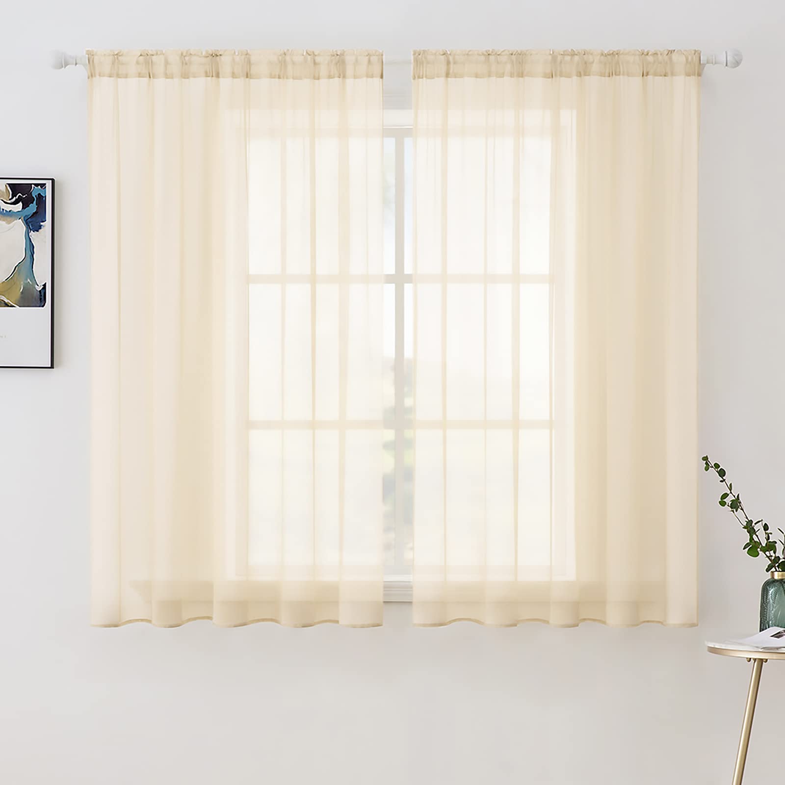 MIULEE White Sheer Curtains 96 inches Long Window Curtains 2 Panels Solid Color Elegant Window Voile Panels/Drapes/Treatment for Bedroom Living Room (54 X 96 Inches White)