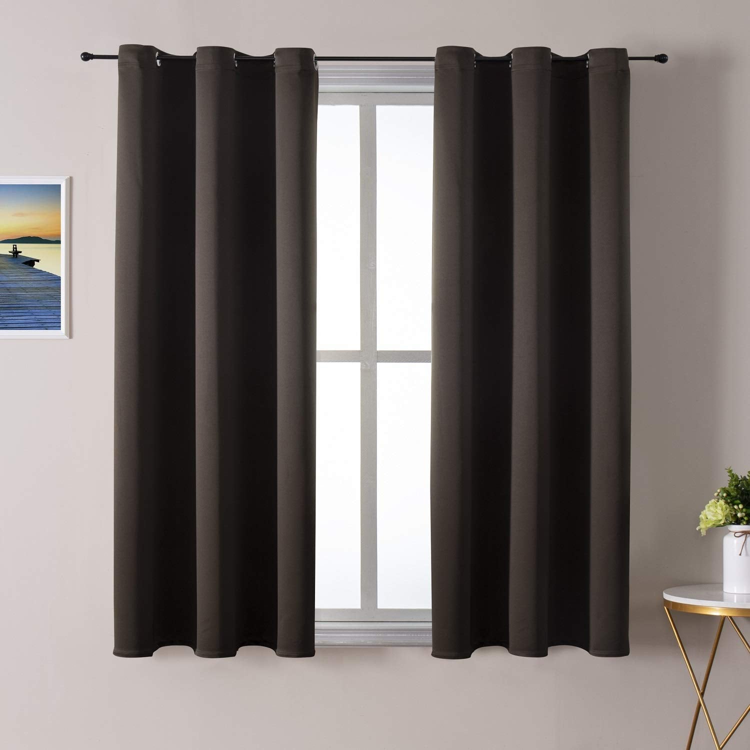 ChrisDowa Grommet Blackout Curtains for Bedroom and Living Room - 2 Panels Set Thermal Insulated Room Darkening Curtains (Dark Grey, 42 x 63 Inch)