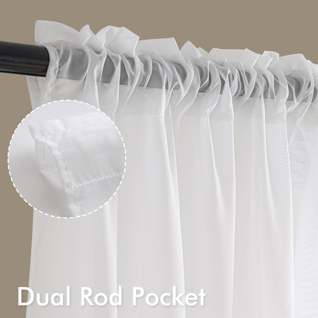 MIULEE White Sheer Curtains 84 Inches Long, 4 Panels Set, Light Filtering Rod Pocket Voile Drapes for Living Room and Bedroom, Airy Soft Fabric Window Treatments, 42 x 84 Inches