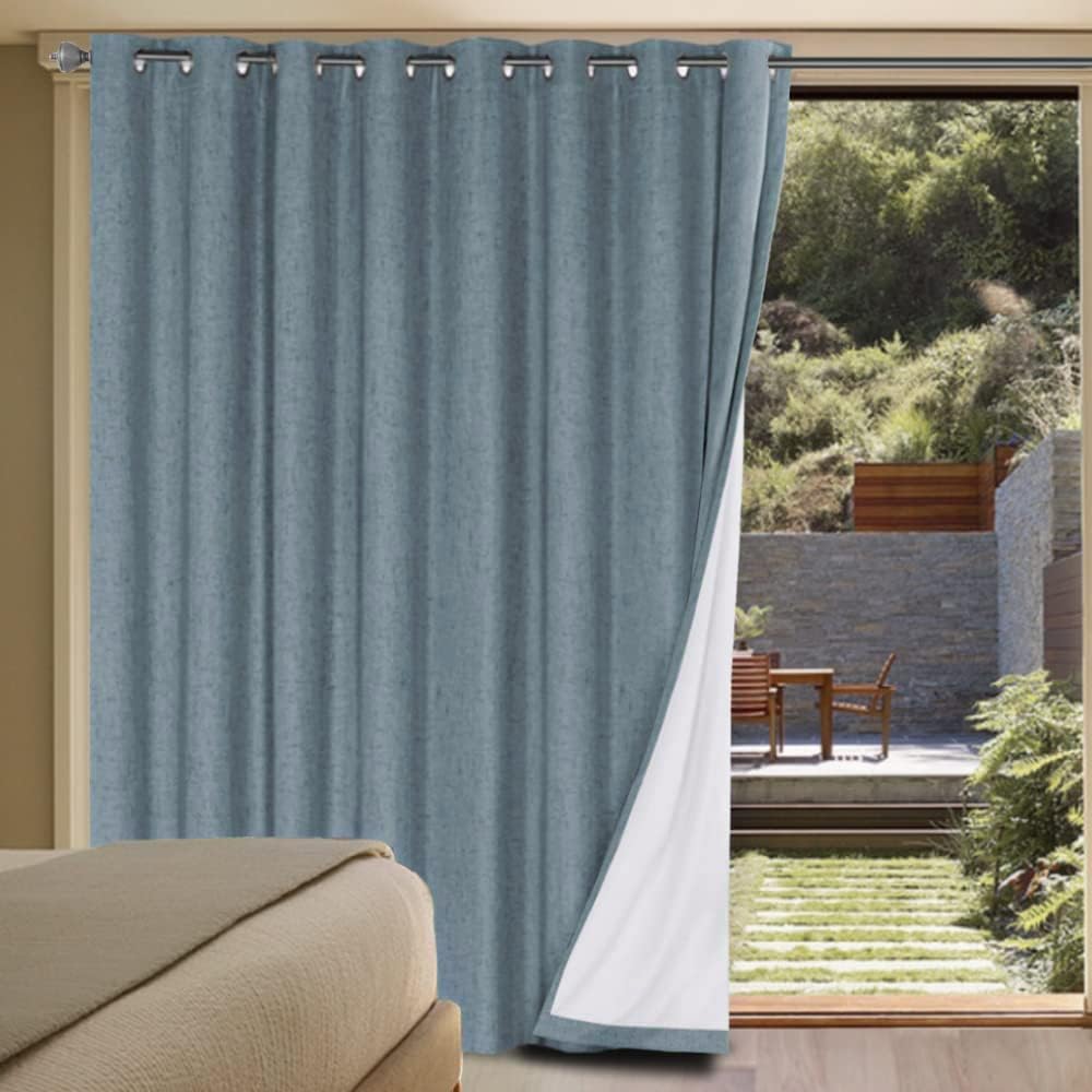 H.VERSAILTEX 100% Blackout Curtains Ivory, Linen Blackout Curtains 96 inch Curtains 2 Panel Set, Elegant Curtain for Bedroom Grommet Drapes for Living Room