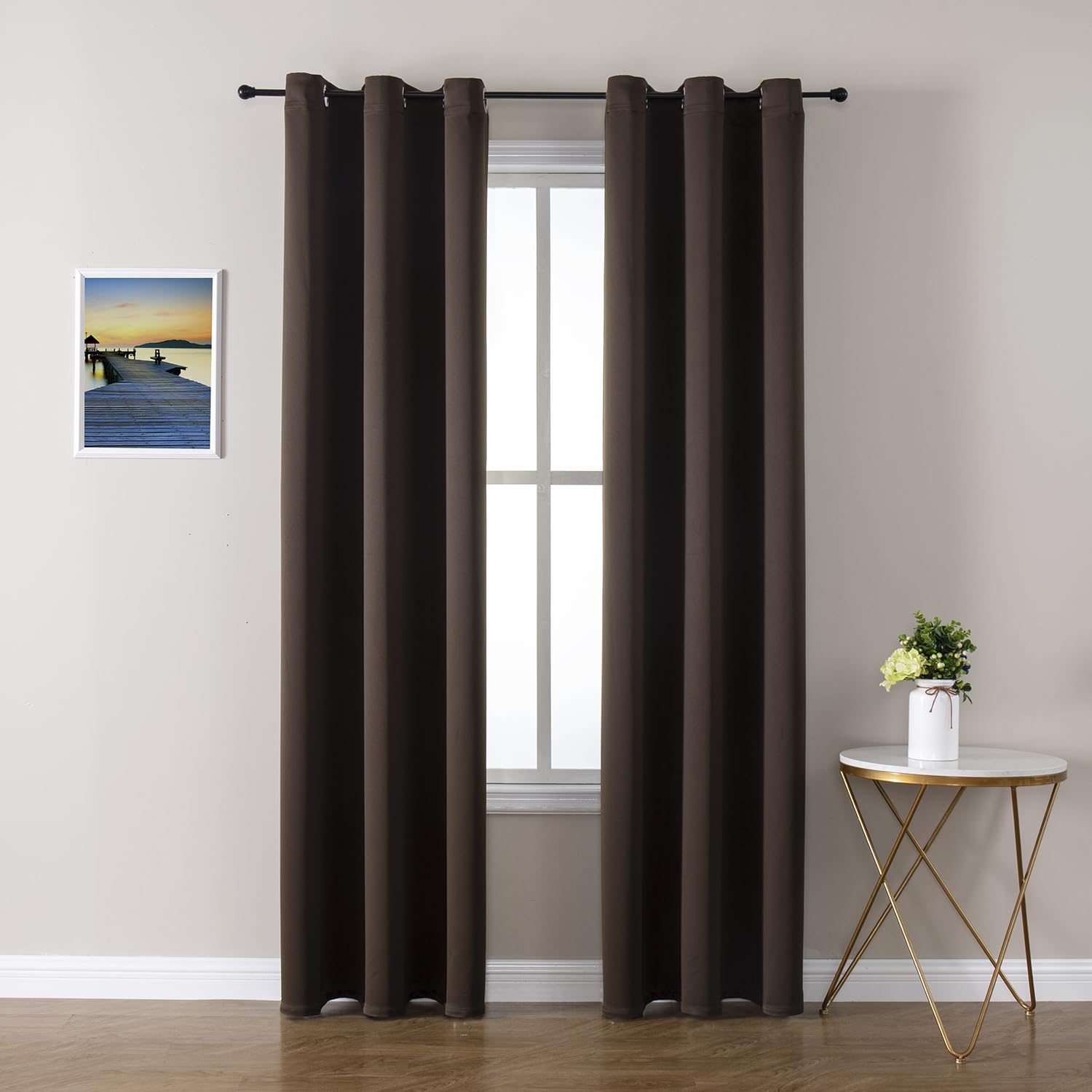 ChrisDowa Grommet Blackout Curtains for Bedroom and Living Room - 2 Panels Set Thermal Insulated Room Darkening Curtains (Dark Grey, 42 x 63 Inch)