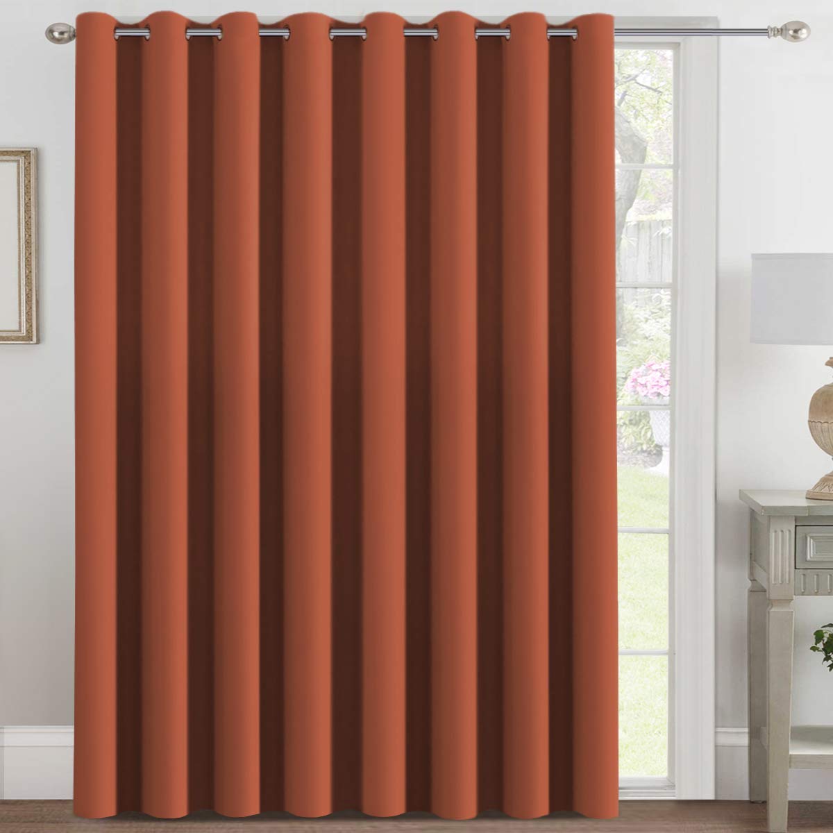 H.VERSAILTEX Blackout Patio Curtains 100 x 96 Inches for Sliding Door Extral Wide Blackout Curtain Panels Thermal Insulated Room Divider - Grommet Top, 8' Tall by 8.5' Wide - Jet Black