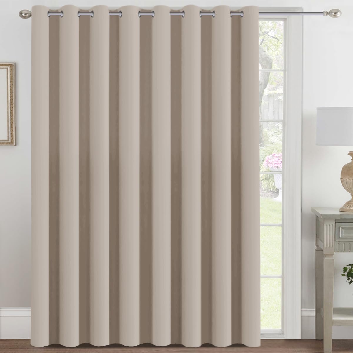 H.VERSAILTEX Blackout Patio Curtains 100 x 96 Inches for Sliding Door Extral Wide Blackout Curtain Panels Thermal Insulated Room Divider - Grommet Top, 8' Tall by 8.5' Wide - Jet Black