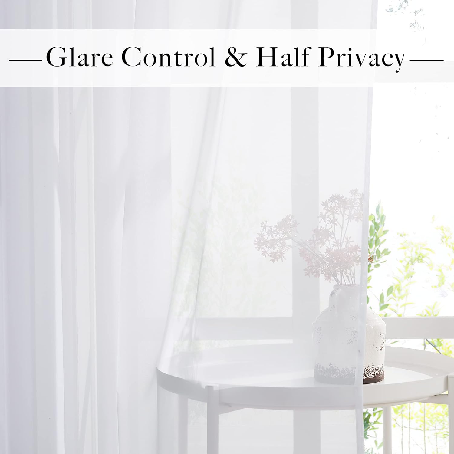 RYB HOME White Sheer Curtains 96 inches Long 4 Panels Set for Living Room, Light Filtering Voile Window Drapes with Grommet for Bedroom, W 54" x L 96"