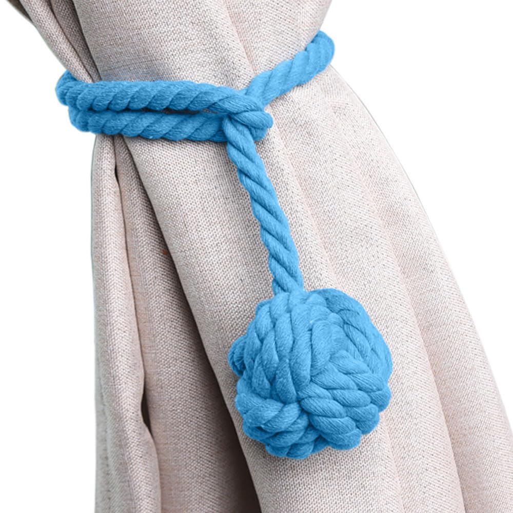 Melaluxe 2 Pack Curtain Tiebacks - Heavy Duty Curtain Rope Tieback, Handmade Rural Decorative Curtain Holdbacks (Beige)