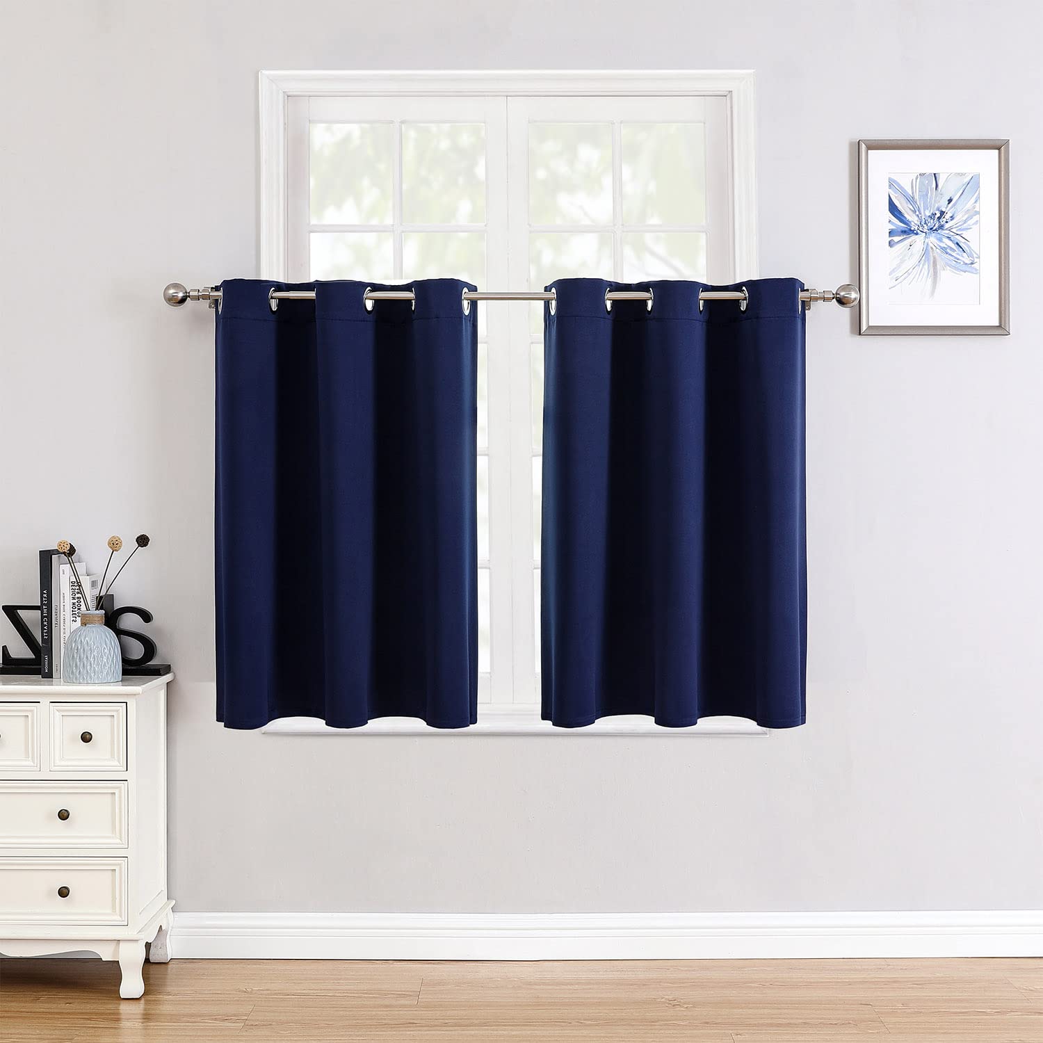 ChrisDowa Grommet Blackout Curtains for Bedroom and Living Room - 2 Panels Set Thermal Insulated Room Darkening Curtains (Dark Grey, 42 x 63 Inch)