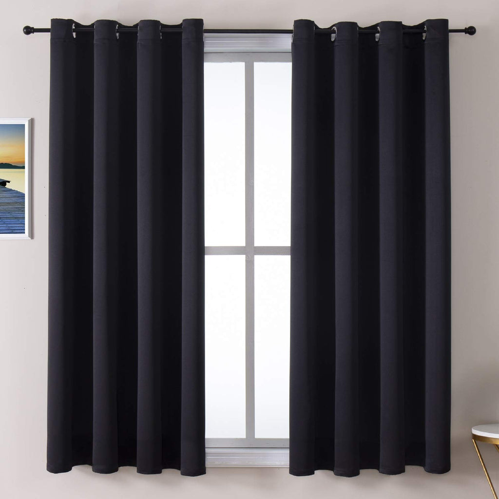 ChrisDowa Grommet Blackout Curtains for Bedroom and Living Room - 2 Panels Set Thermal Insulated Room Darkening Curtains (Dark Grey, 42 x 63 Inch)