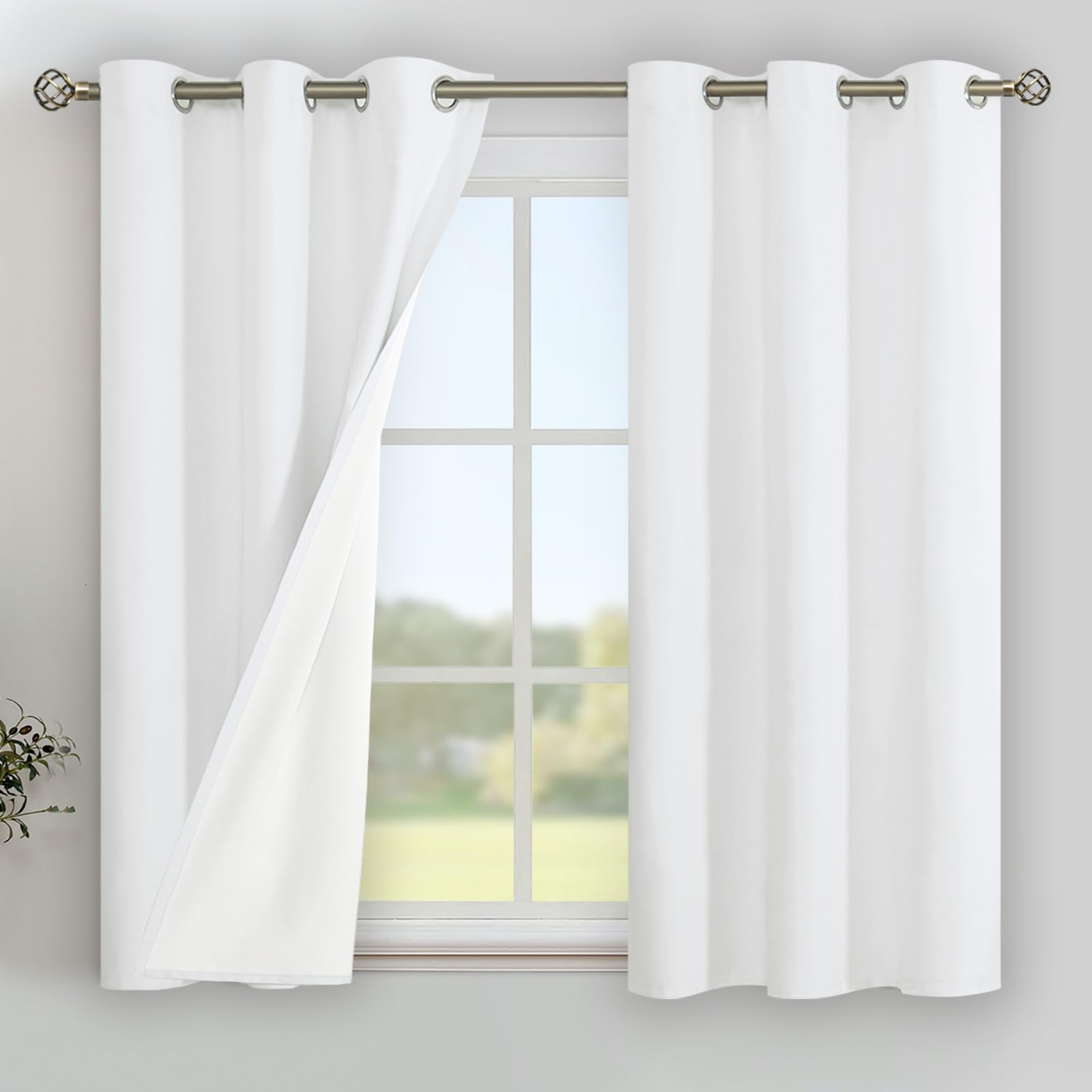 YoungsTex Linen Blackout Curtains 63 Inches Long for Bedroom, Room Darkening Window Drapes with Grommet Thermal Insulated Black Out for Living Room, 2 Panels, 52 X 63 Inch