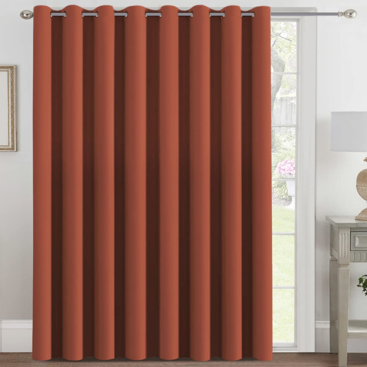 H.VERSAILTEX Blackout Patio Curtains 100 x 96 Inches for Sliding Door Extral Wide Blackout Curtain Panels Thermal Insulated Room Divider - Grommet Top, 8' Tall by 8.5' Wide - Jet Black