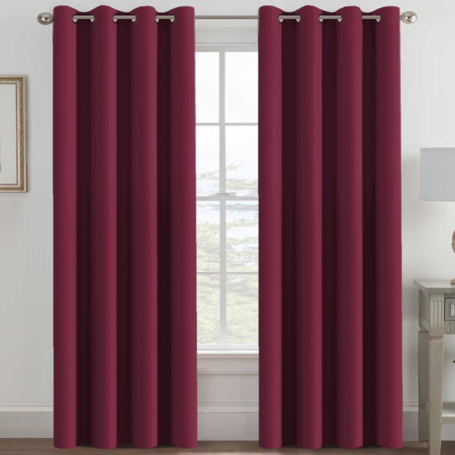 H.VERSAILTEX Blackout Patio Curtains 100 x 96 Inches for Sliding Door Extral Wide Blackout Curtain Panels Thermal Insulated Room Divider - Grommet Top, 8' Tall by 8.5' Wide - Jet Black