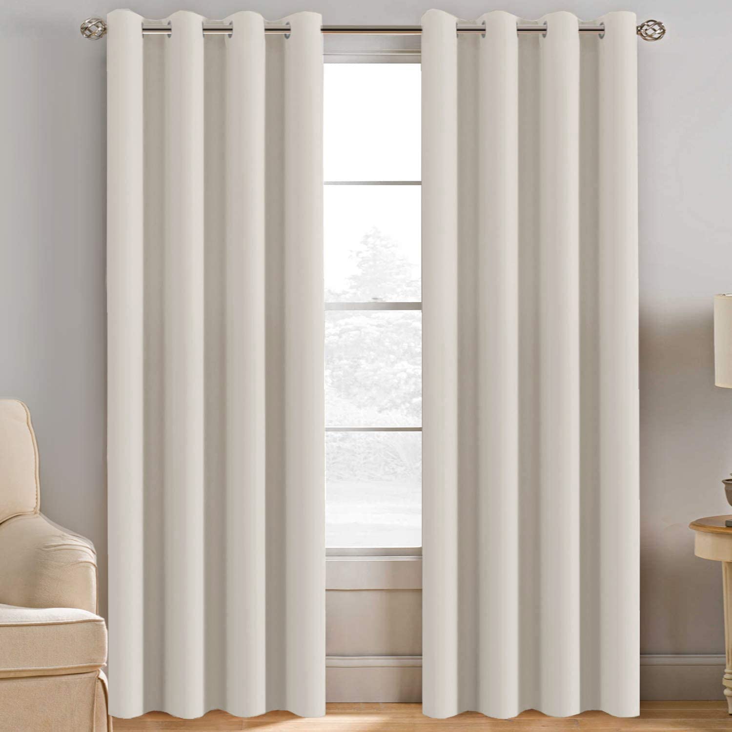 H.VERSAILTEX Blackout Patio Curtains 100 x 96 Inches for Sliding Door Extral Wide Blackout Curtain Panels Thermal Insulated Room Divider - Grommet Top, 8' Tall by 8.5' Wide - Jet Black