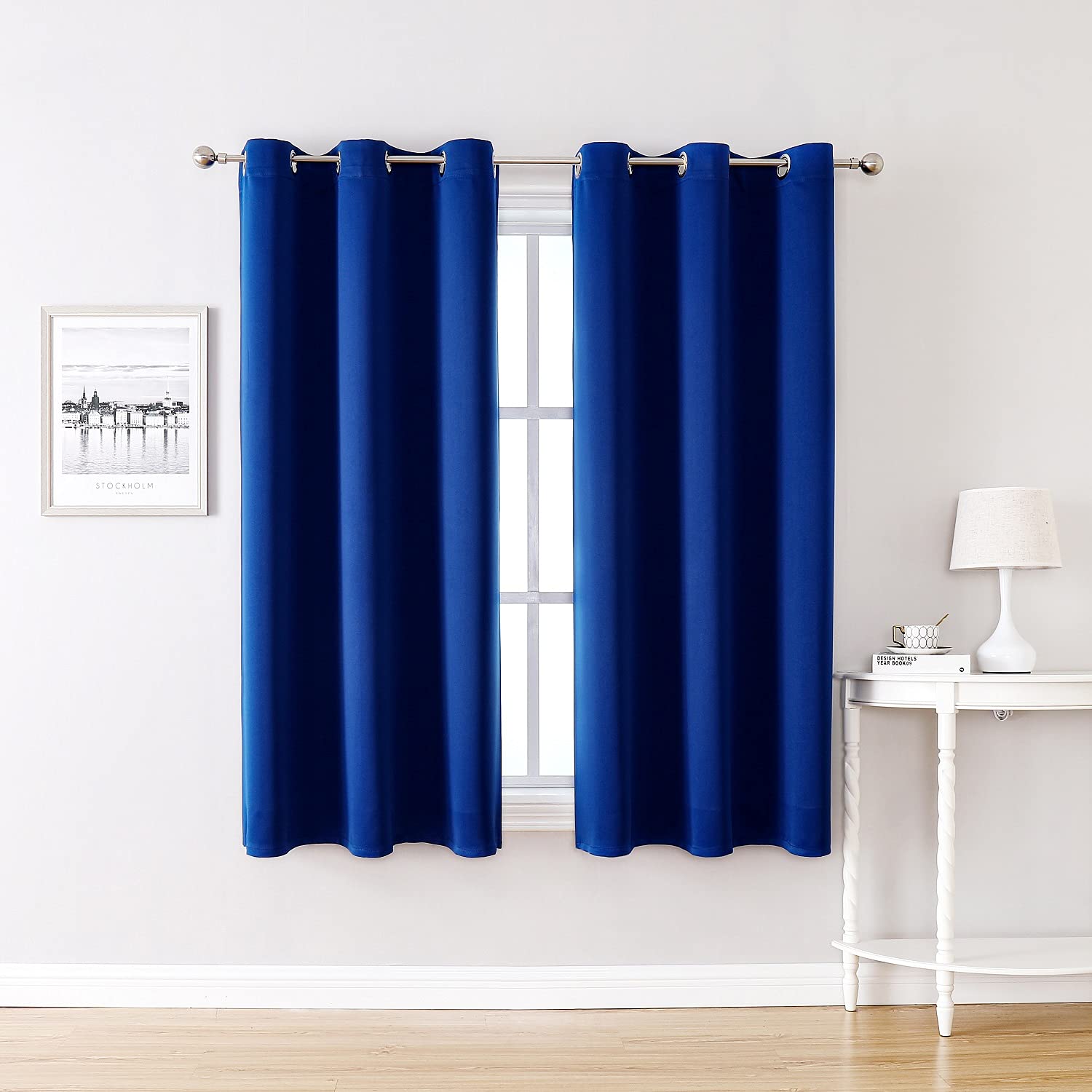 ChrisDowa Grommet Blackout Curtains for Bedroom and Living Room - 2 Panels Set Thermal Insulated Room Darkening Curtains (Dark Grey, 42 x 63 Inch)
