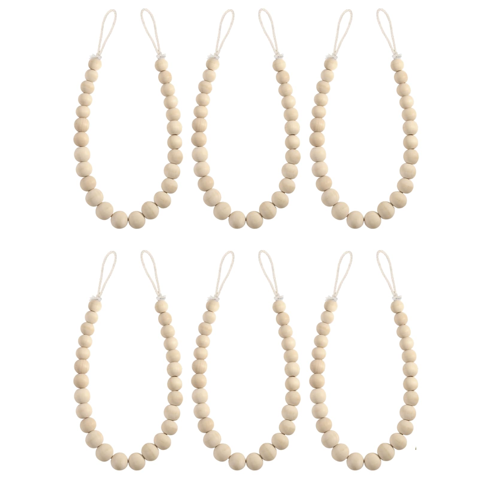 Hion 2 Pcs Boho Curtain Tiebacks,Wood Beads Curtain Holdbacks,Outdoor Farmhouse Tie Backs for Curtains,Curtain Holders for Drapes Home Office Decor with Hooks(Wood Color)