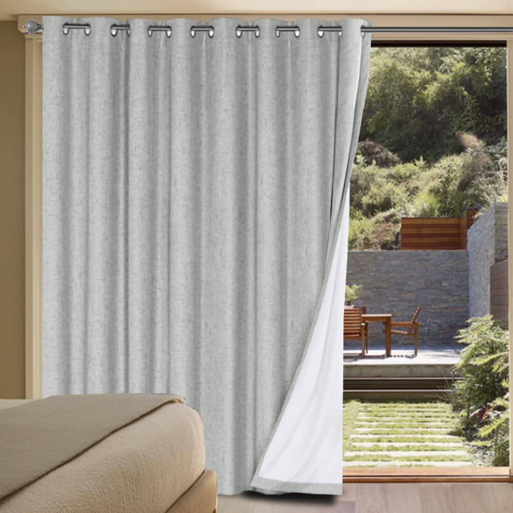 H.VERSAILTEX 100% Blackout Curtains Ivory, Linen Blackout Curtains 96 inch Curtains 2 Panel Set, Elegant Curtain for Bedroom Grommet Drapes for Living Room