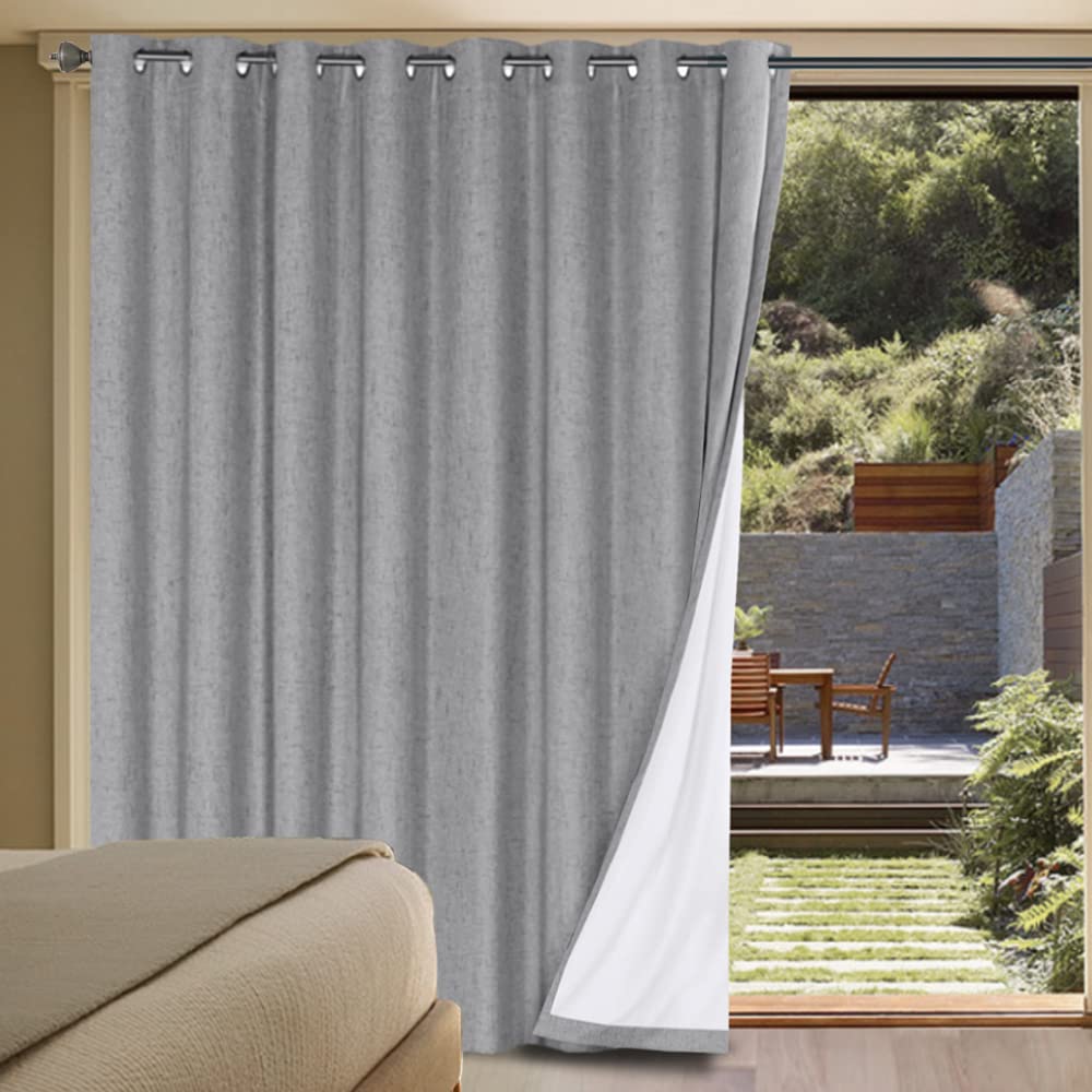 H.VERSAILTEX 100% Blackout Curtains Ivory, Linen Blackout Curtains 96 inch Curtains 2 Panel Set, Elegant Curtain for Bedroom Grommet Drapes for Living Room