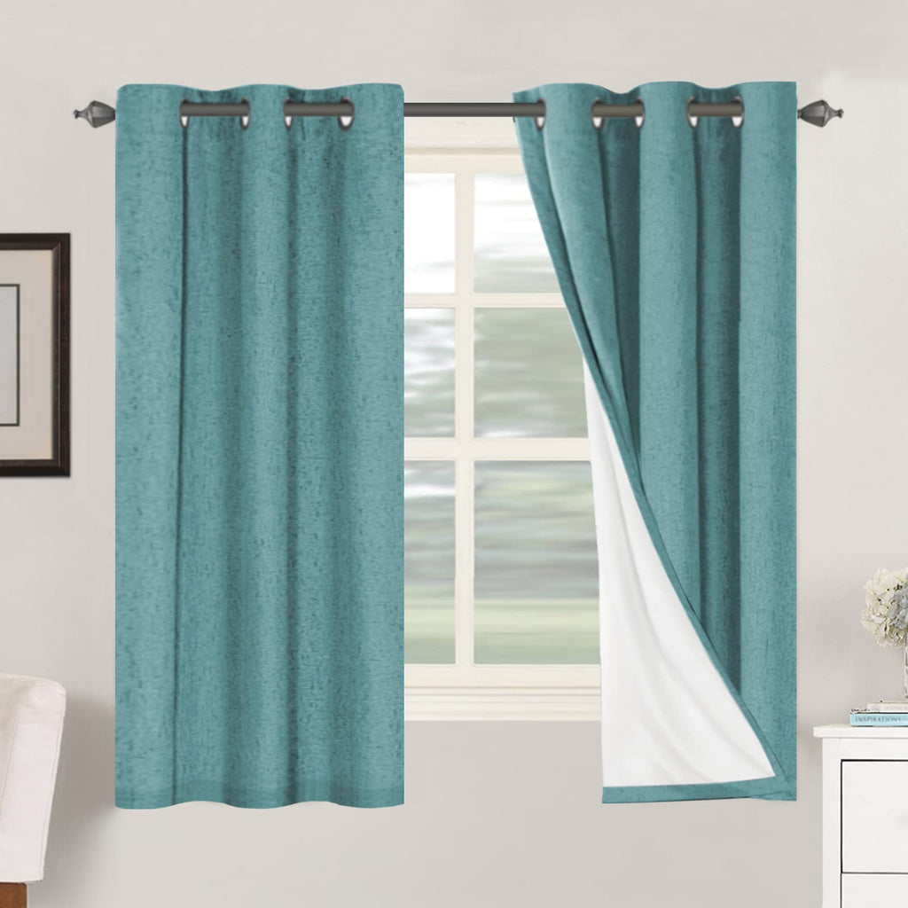 H.VERSAILTEX 100% Blackout Curtains Ivory, Linen Blackout Curtains 96 inch Curtains 2 Panel Set, Elegant Curtain for Bedroom Grommet Drapes for Living Room