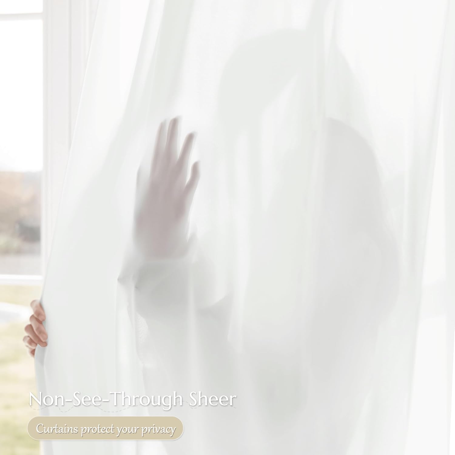Beauoop Soft White Semi Sheer Curtains 84 Inches Long 2 Panels for Living Room Bedroom Faux Silk Light Filtering Non-See-Through Privacy Airy Rod Pocket Voile Window Treatment Drapes, 52x84 Set of 2