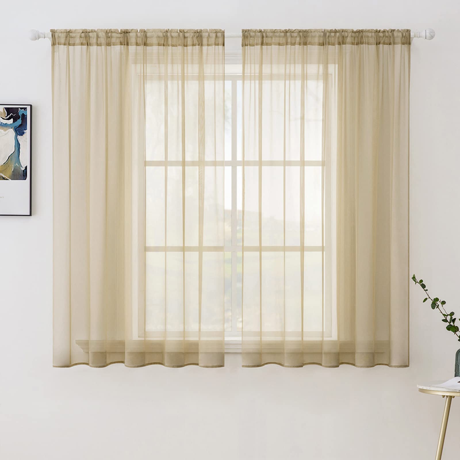 MIULEE White Sheer Curtains 96 inches Long Window Curtains 2 Panels Solid Color Elegant Window Voile Panels/Drapes/Treatment for Bedroom Living Room (54 X 96 Inches White)
