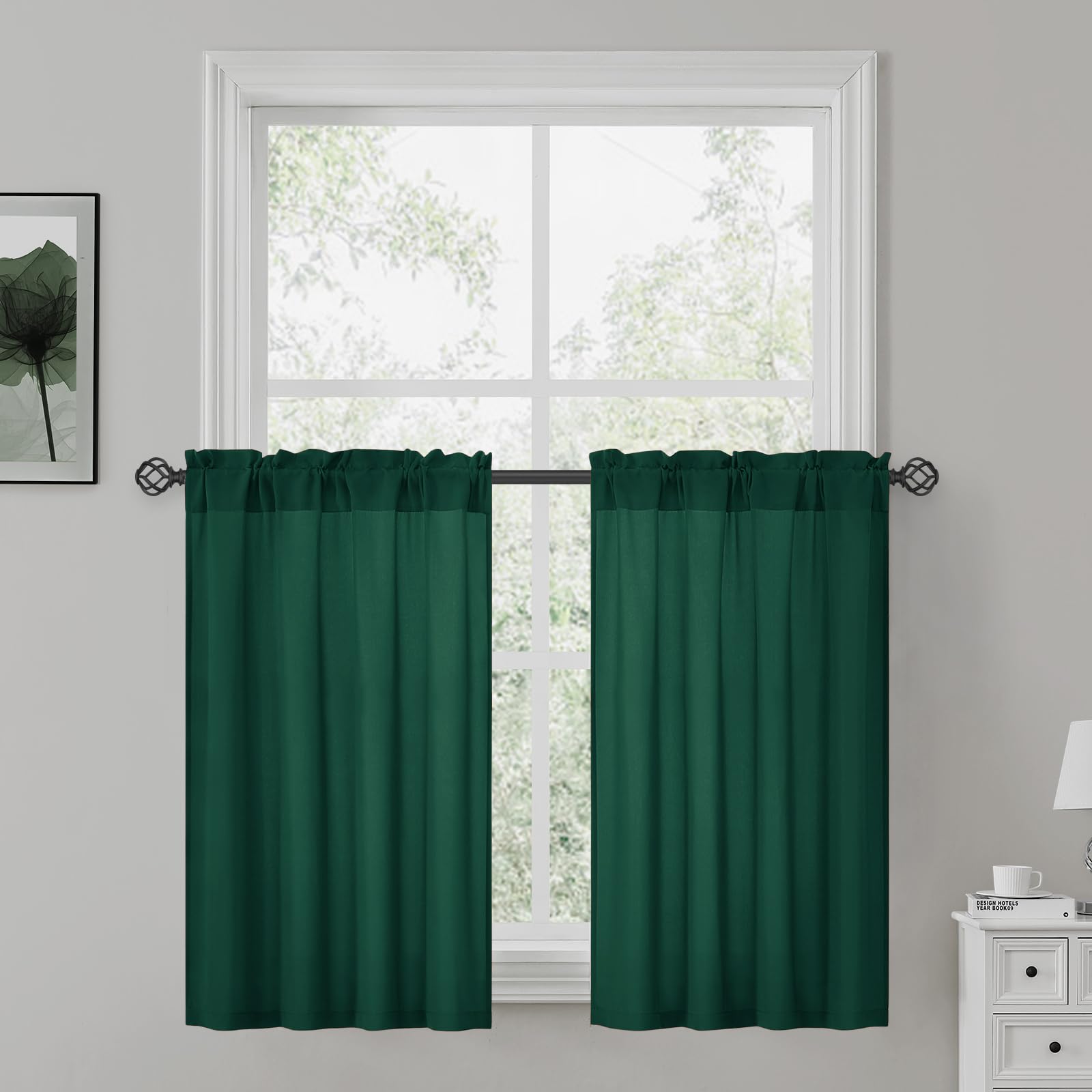 HOMEIDEAS Non-See-Through White Privacy Sheer Curtains 52 X 84 Inches Long 2 Panels Sheer Curtains Light Filtering Window Curtains Drapes for Bedroom Living Room