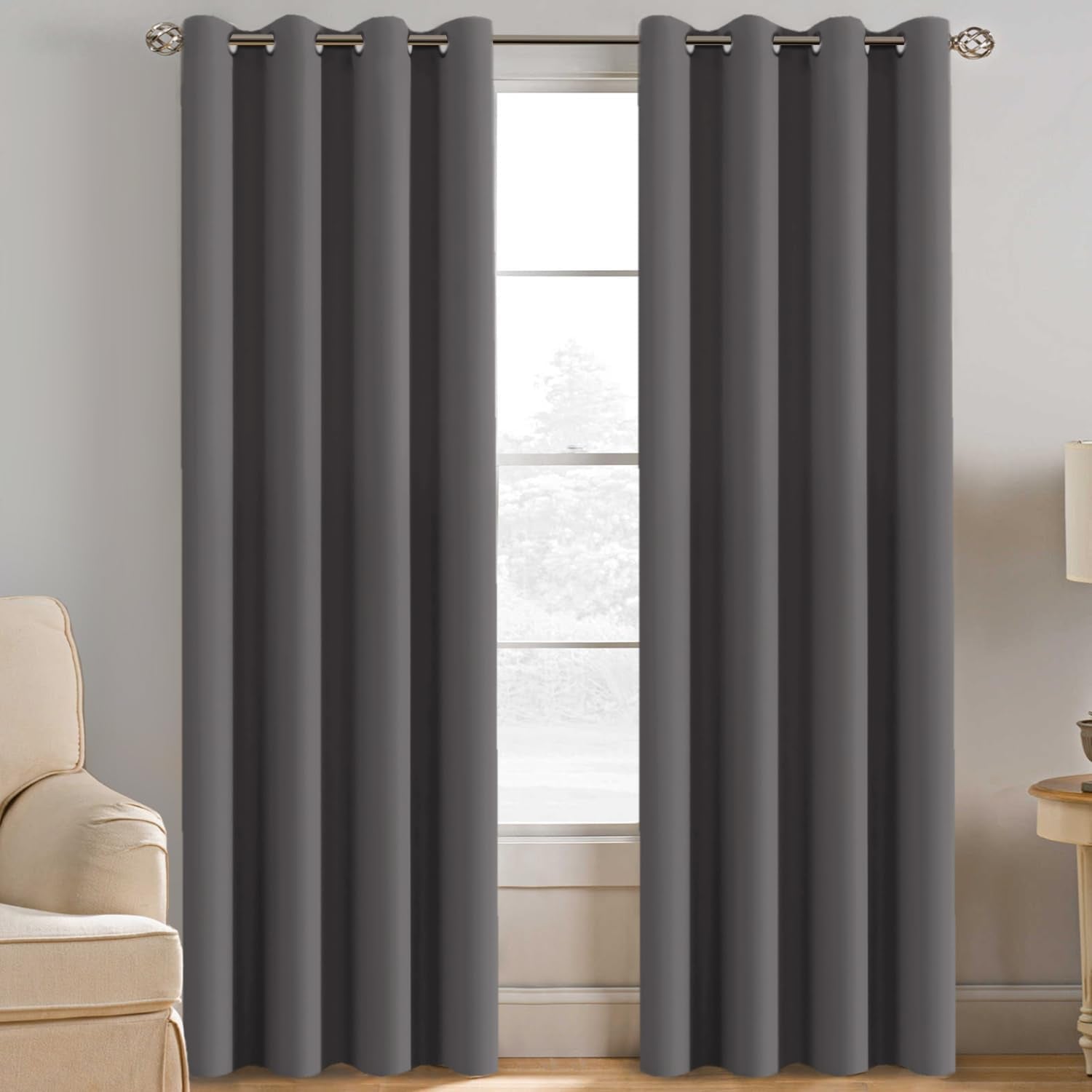 H.VERSAILTEX Blackout Patio Curtains 100 x 96 Inches for Sliding Door Extral Wide Blackout Curtain Panels Thermal Insulated Room Divider - Grommet Top, 8' Tall by 8.5' Wide - Jet Black