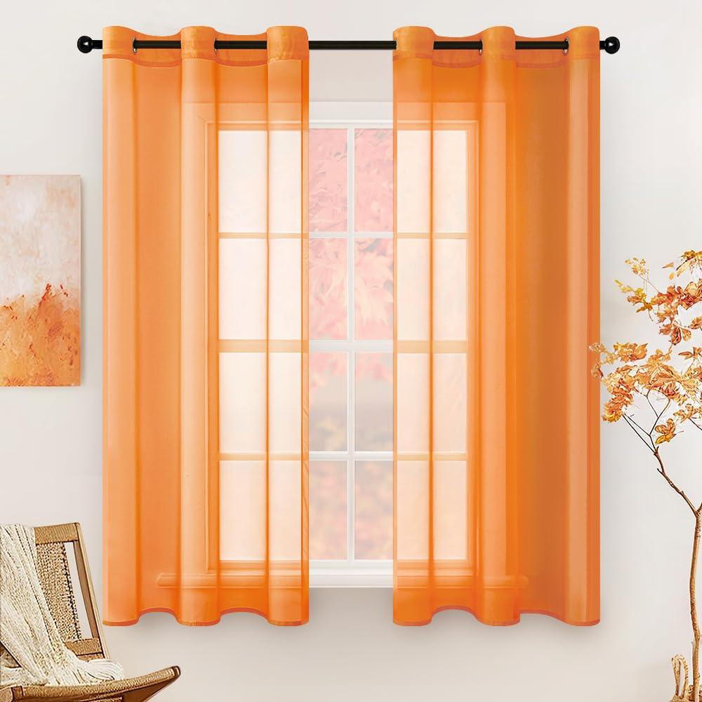 MIULEE Solid Color Sheer Curtains 84 Inches Long 2 Panels Set - Elegant Lightweight Grommet Light Filtering Window Voile Panels/Drapes/Treatment for Bedroom Living Room W42 x L84 Inch, White