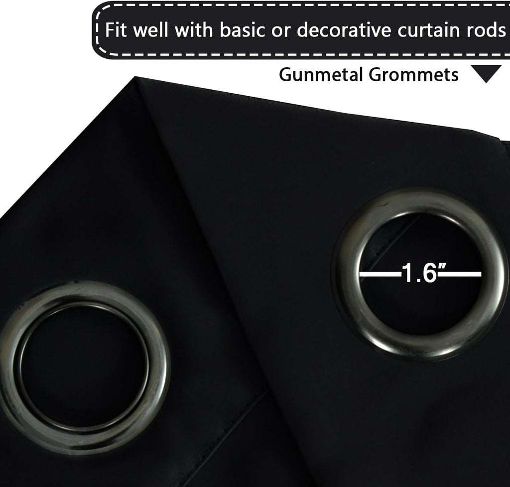 H.VERSAILTEX Blackout Patio Curtains 100 x 96 Inches for Sliding Door Extral Wide Blackout Curtain Panels Thermal Insulated Room Divider - Grommet Top, 8' Tall by 8.5' Wide - Jet Black