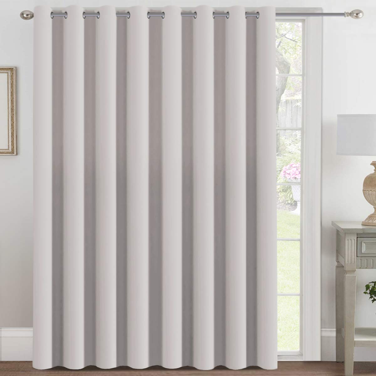 H.VERSAILTEX Blackout Patio Curtains 100 x 96 Inches for Sliding Door Extral Wide Blackout Curtain Panels Thermal Insulated Room Divider - Grommet Top, 8' Tall by 8.5' Wide - Jet Black