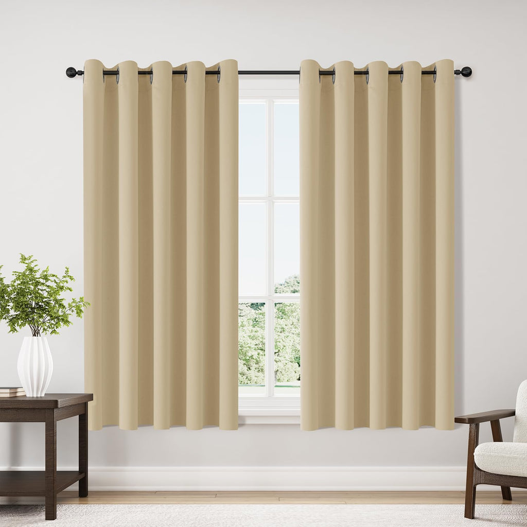 ChrisDowa Grommet Blackout Curtains for Bedroom and Living Room - 2 Panels Set Thermal Insulated Room Darkening Curtains (Dark Grey, 42 x 63 Inch)
