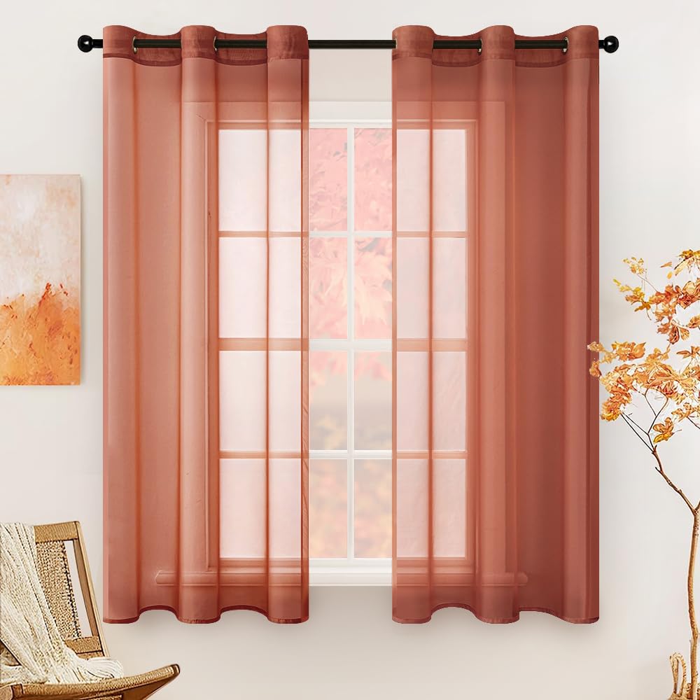 MIULEE Solid Color Sheer Curtains 84 Inches Long 2 Panels Set - Elegant Lightweight Grommet Light Filtering Window Voile Panels/Drapes/Treatment for Bedroom Living Room W42 x L84 Inch, White