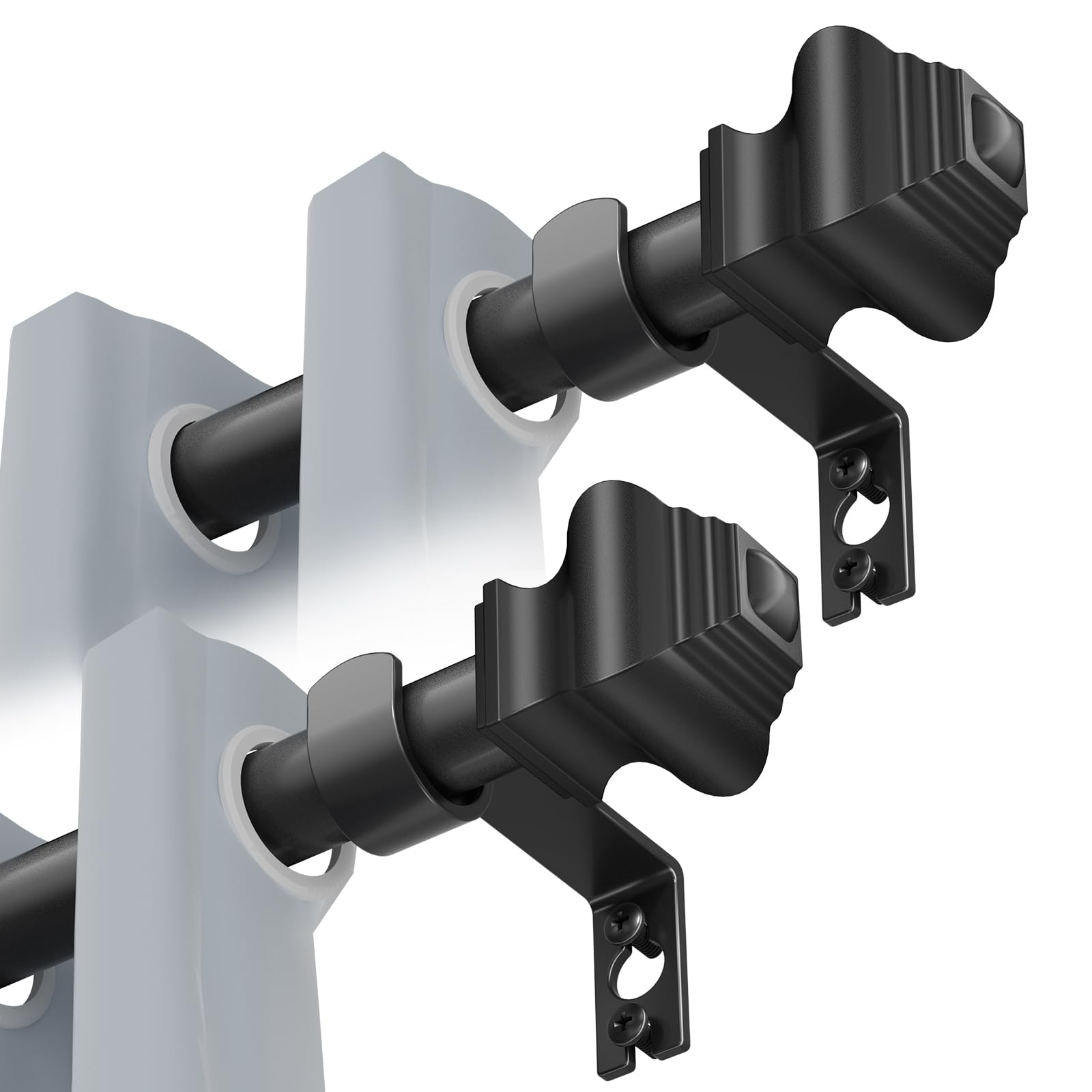 Curtain Rods for Windows 2 Pack 36-48 inch, 5/8 inch Matte Black Curtain Rod with Brackets Adjustable by Splicing for Bedroom Kitchen Study Living Room