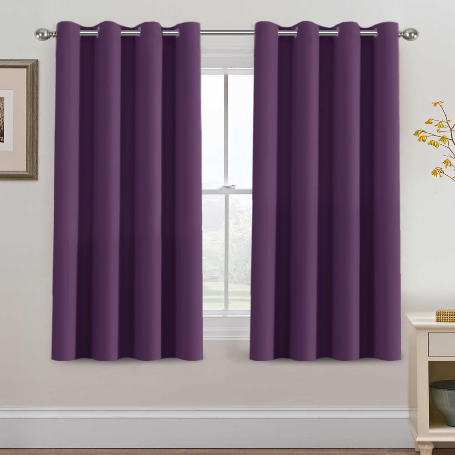 H.VERSAILTEX Blackout Patio Curtains 100 x 96 Inches for Sliding Door Extral Wide Blackout Curtain Panels Thermal Insulated Room Divider - Grommet Top, 8' Tall by 8.5' Wide - Jet Black