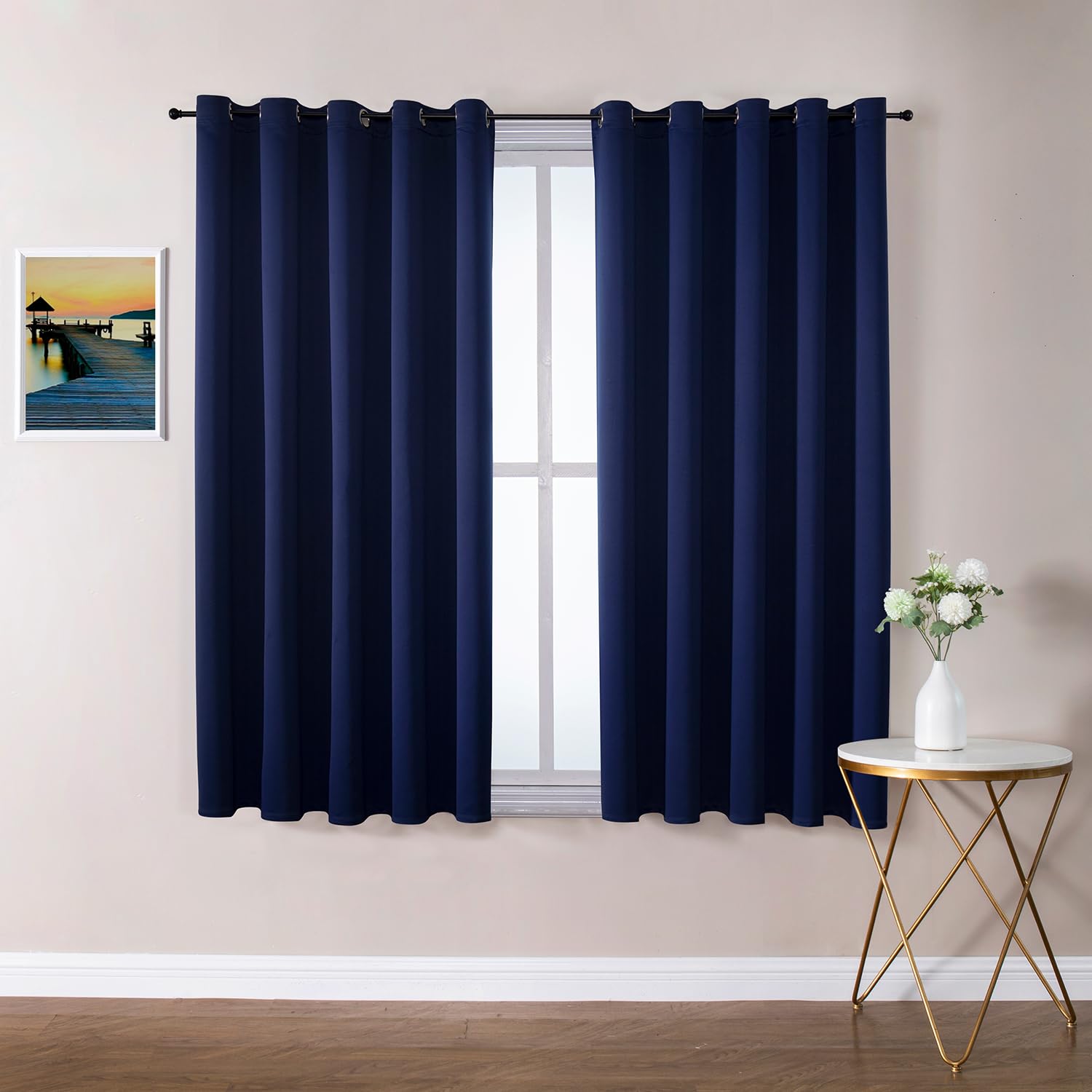ChrisDowa Grommet Blackout Curtains for Bedroom and Living Room - 2 Panels Set Thermal Insulated Room Darkening Curtains (Dark Grey, 42 x 63 Inch)