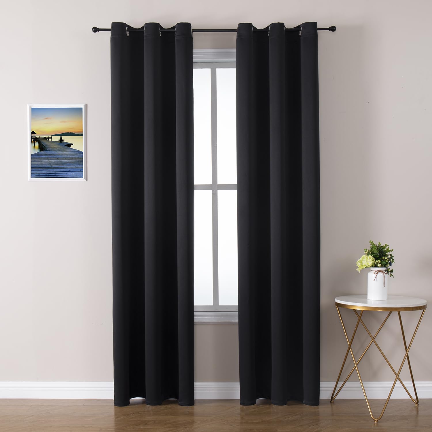 ChrisDowa Grommet Blackout Curtains for Bedroom and Living Room - 2 Panels Set Thermal Insulated Room Darkening Curtains (Dark Grey, 42 x 63 Inch)