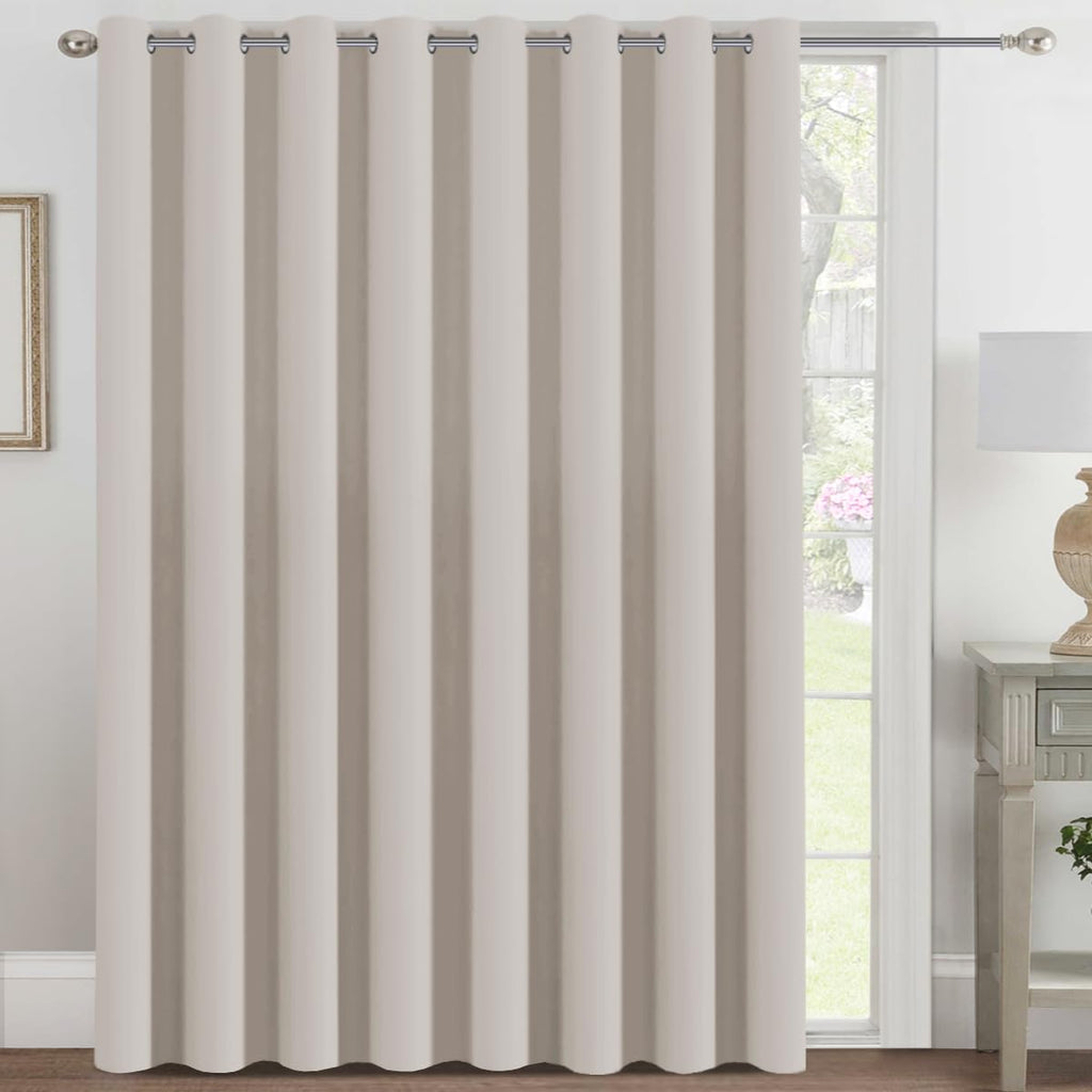 H.VERSAILTEX Blackout Patio Curtains 100 x 96 Inches for Sliding Door Extral Wide Blackout Curtain Panels Thermal Insulated Room Divider - Grommet Top, 8' Tall by 8.5' Wide - Jet Black