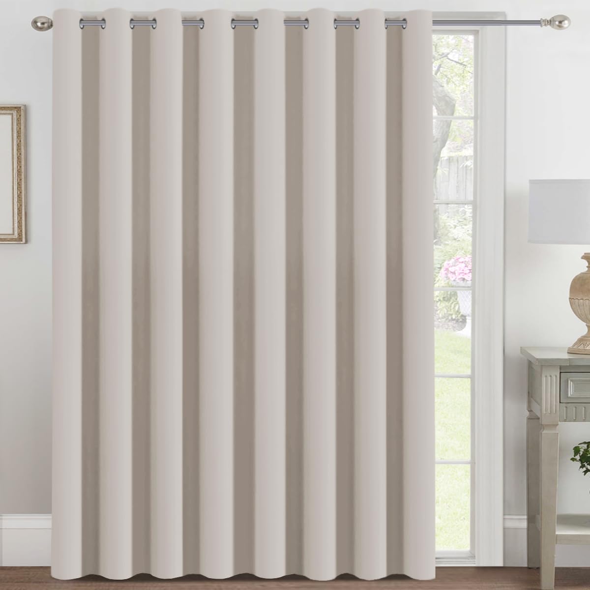 H.VERSAILTEX Blackout Patio Curtains 100 x 96 Inches for Sliding Door Extral Wide Blackout Curtain Panels Thermal Insulated Room Divider - Grommet Top, 8' Tall by 8.5' Wide - Jet Black