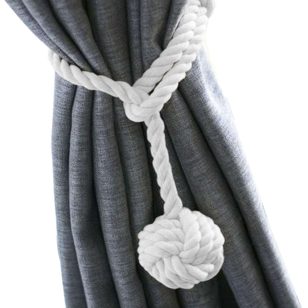 Melaluxe 2 Pack Curtain Tiebacks - Heavy Duty Curtain Rope Tieback, Handmade Rural Decorative Curtain Holdbacks (Beige)
