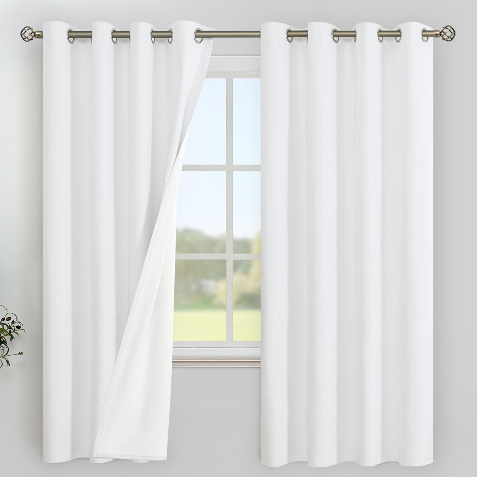 YoungsTex Linen Blackout Curtains 63 Inches Long for Bedroom, Room Darkening Window Drapes with Grommet Thermal Insulated Black Out for Living Room, 2 Panels, 52 X 63 Inch