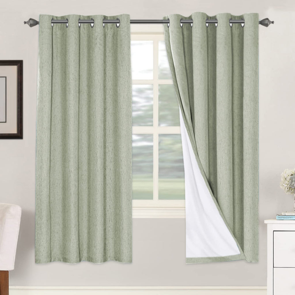H.VERSAILTEX 100% Blackout Curtains Ivory, Linen Blackout Curtains 96 inch Curtains 2 Panel Set, Elegant Curtain for Bedroom Grommet Drapes for Living Room