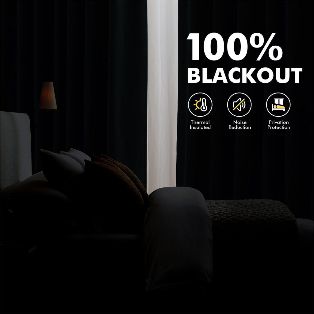MIULEE 100% Blackout Linen Curtains for Bedroom, Ivory Solid Luxury Decor Thermal Insulation Room Darkening Drapes for Living Room Nursery Back Tab Rod Pocket 42 x 84 Inches, 2 Panels