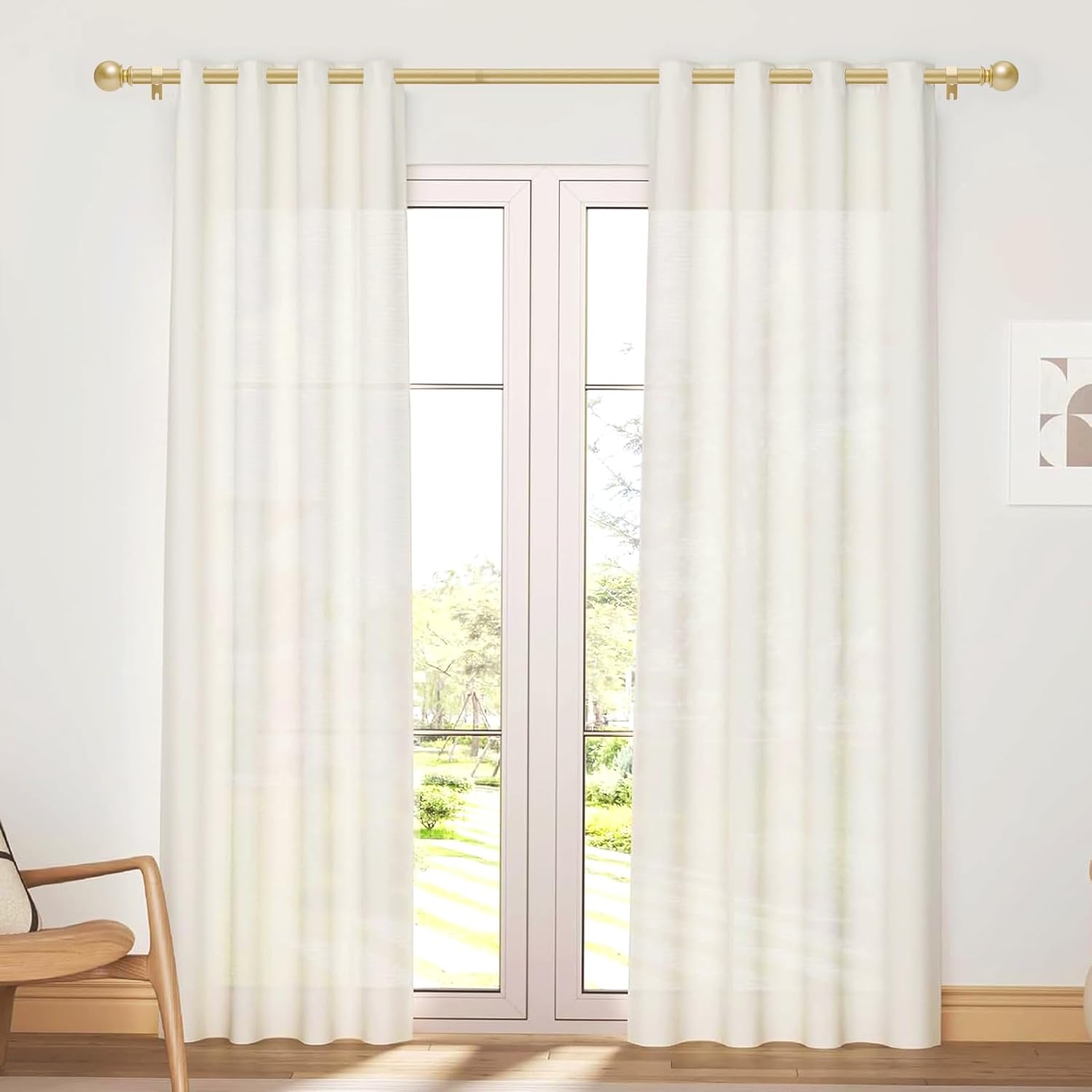 Gold Curtain Rod for Windows 28 to 48 Inch,2 Pack 5/8 Inch Diameter Adjustable Rod With Brackets,Heavy Duty Easy to Install Outdoor Curtain Rods for Bedroom,Patio