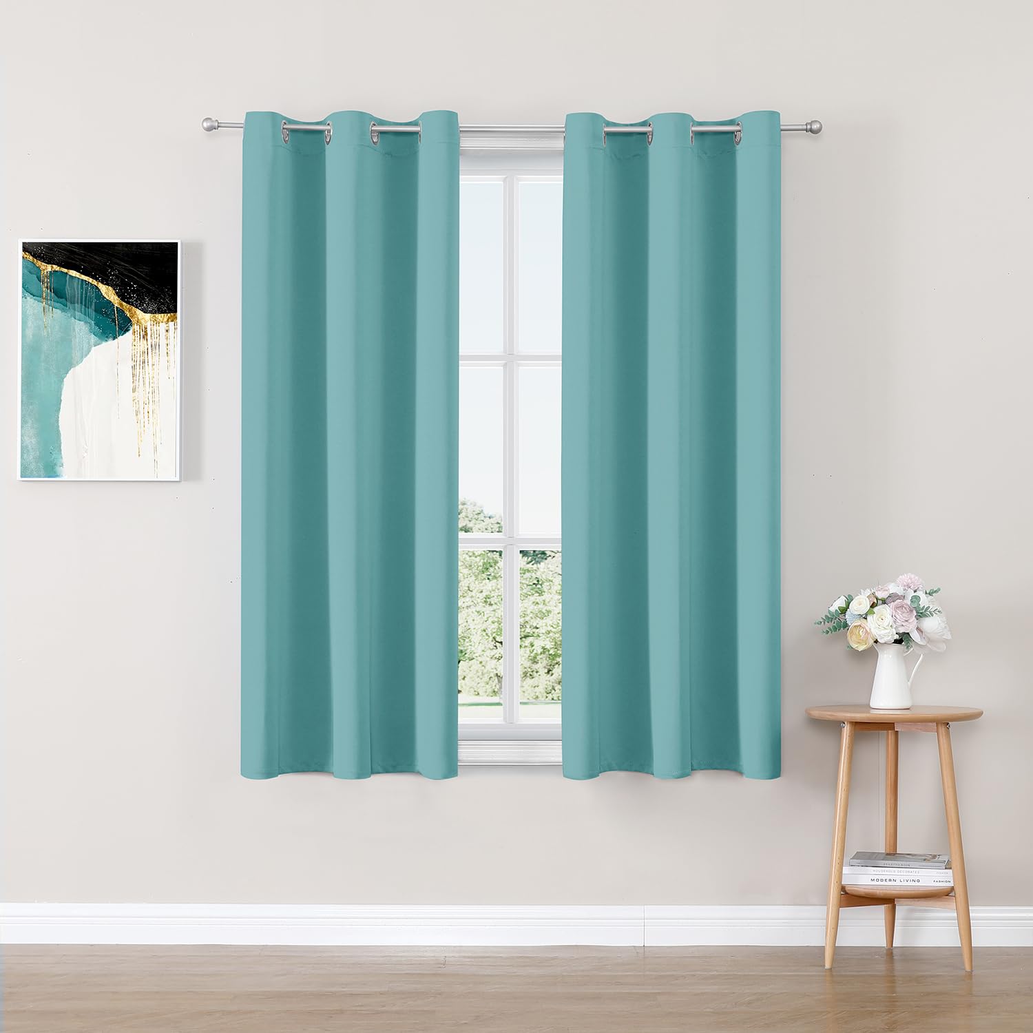ChrisDowa Grommet Blackout Curtains for Bedroom and Living Room - 2 Panels Set Thermal Insulated Room Darkening Curtains (Dark Grey, 42 x 63 Inch)