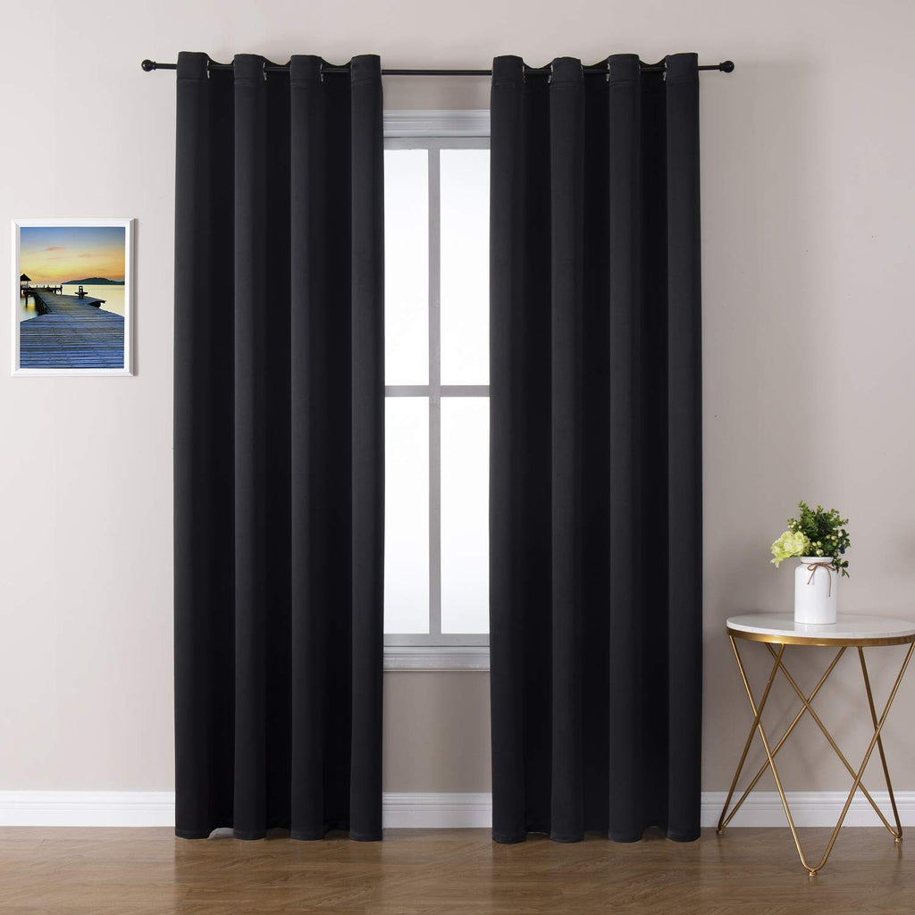 ChrisDowa Grommet Blackout Curtains for Bedroom and Living Room - 2 Panels Set Thermal Insulated Room Darkening Curtains (Dark Grey, 42 x 63 Inch)