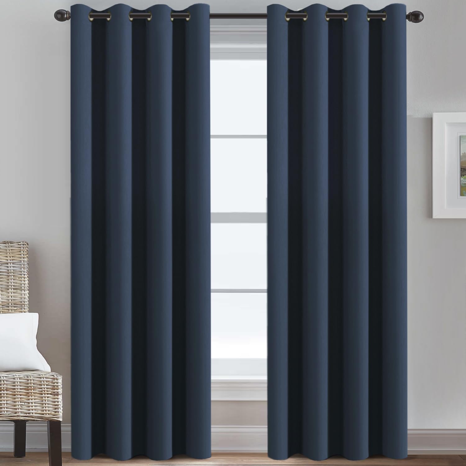 H.VERSAILTEX Blackout Patio Curtains 100 x 96 Inches for Sliding Door Extral Wide Blackout Curtain Panels Thermal Insulated Room Divider - Grommet Top, 8' Tall by 8.5' Wide - Jet Black