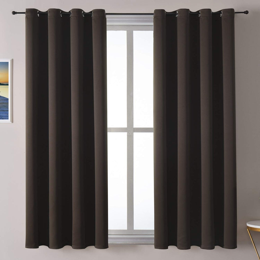 ChrisDowa Grommet Blackout Curtains for Bedroom and Living Room - 2 Panels Set Thermal Insulated Room Darkening Curtains (Dark Grey, 42 x 63 Inch)