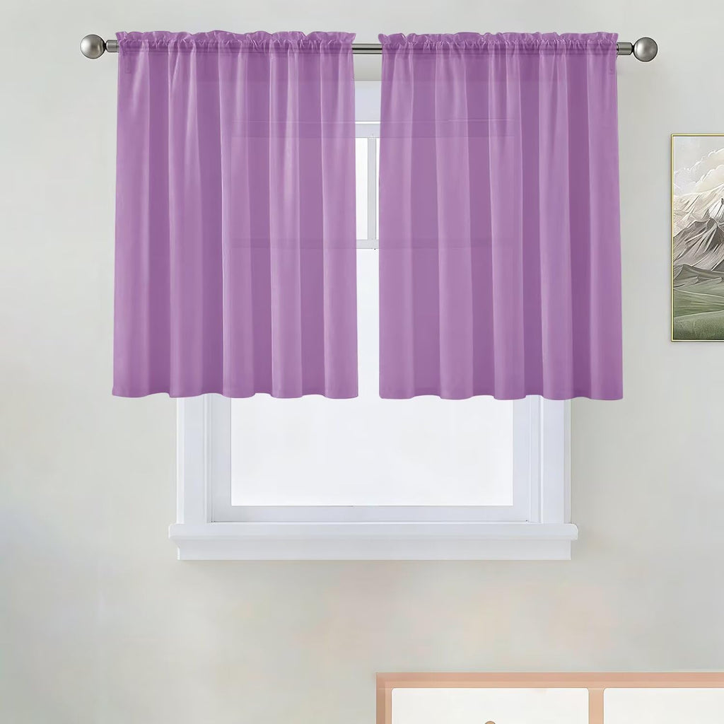 SpaceDresser Basic Rod Pocket Sheer Voile Window Curtain Panels White 1 Pair 2 Panels 52 Width 84 Inch Long for Kitchen Bedroom Children Living Room Yard(White,52 W x 84 L)