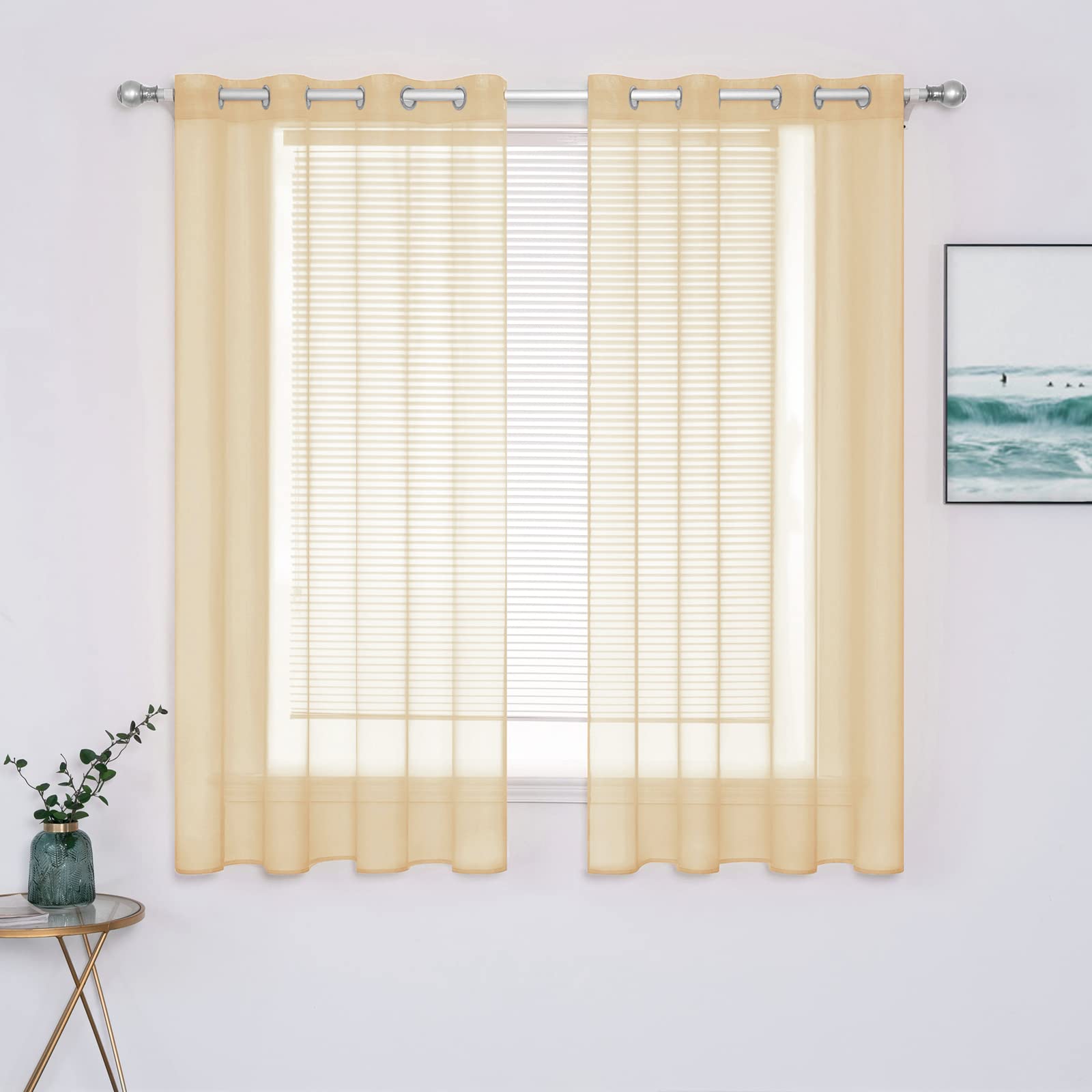 MIULEE Solid Color Sheer Curtains 84 Inches Long 2 Panels Set - Elegant Lightweight Grommet Light Filtering Window Voile Panels/Drapes/Treatment for Bedroom Living Room W42 x L84 Inch, White