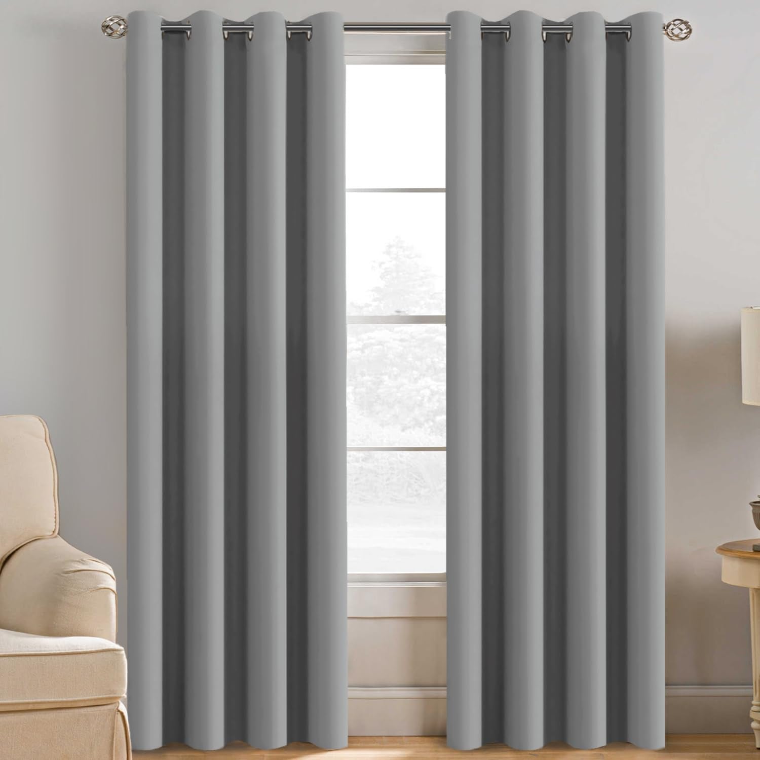 H.VERSAILTEX Blackout Patio Curtains 100 x 96 Inches for Sliding Door Extral Wide Blackout Curtain Panels Thermal Insulated Room Divider - Grommet Top, 8' Tall by 8.5' Wide - Jet Black